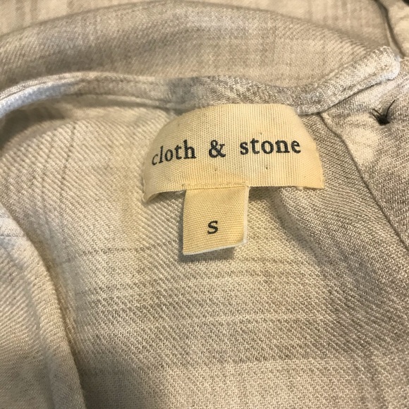 Cloth & Stone Gray Plaid Long Sleeve Shirt Ruffle - Picture 5 of 8